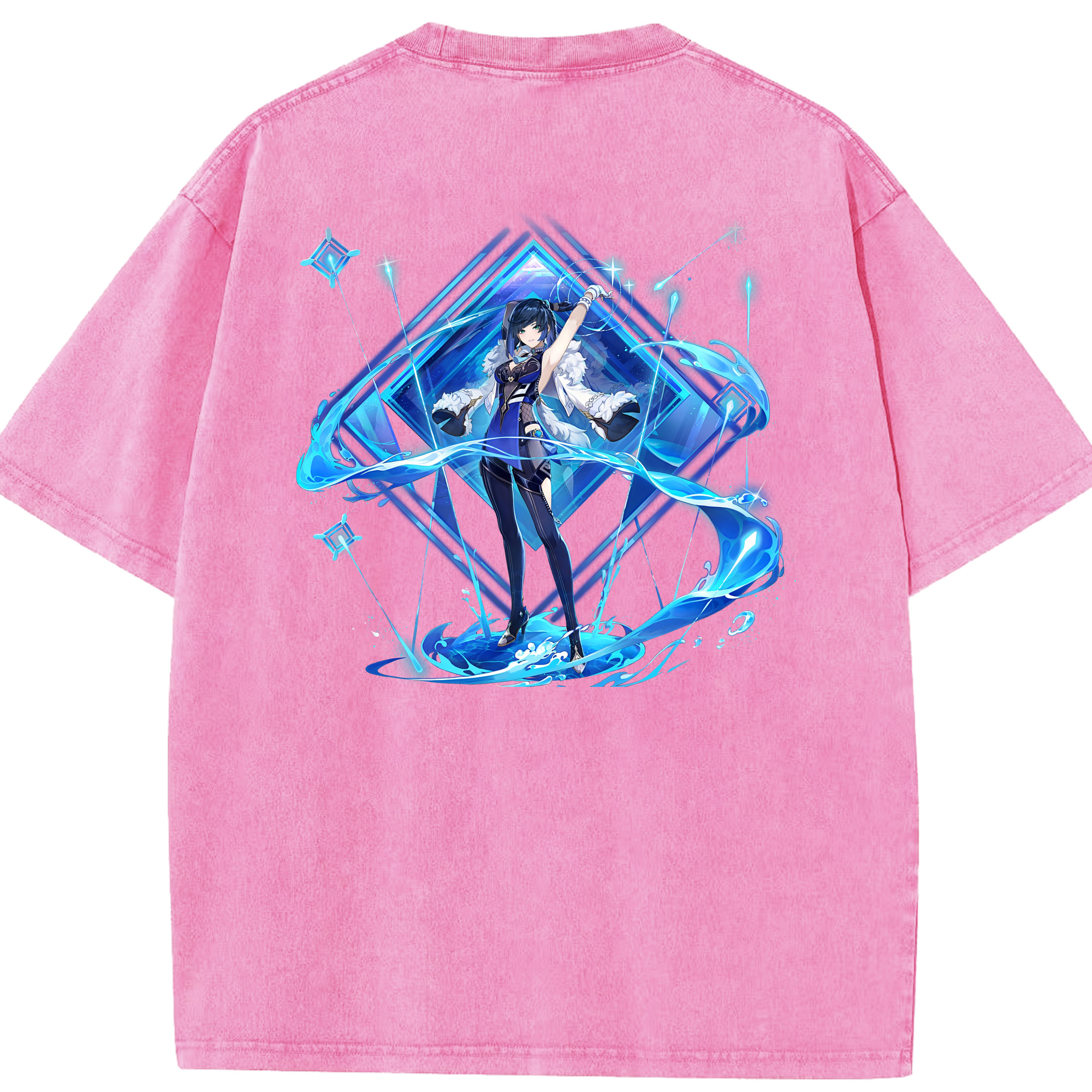 げんし神 夜兰 やらん genshin Yaran 綿100% ヴィンテージ風 半袖Tシャツ（背面プリント）